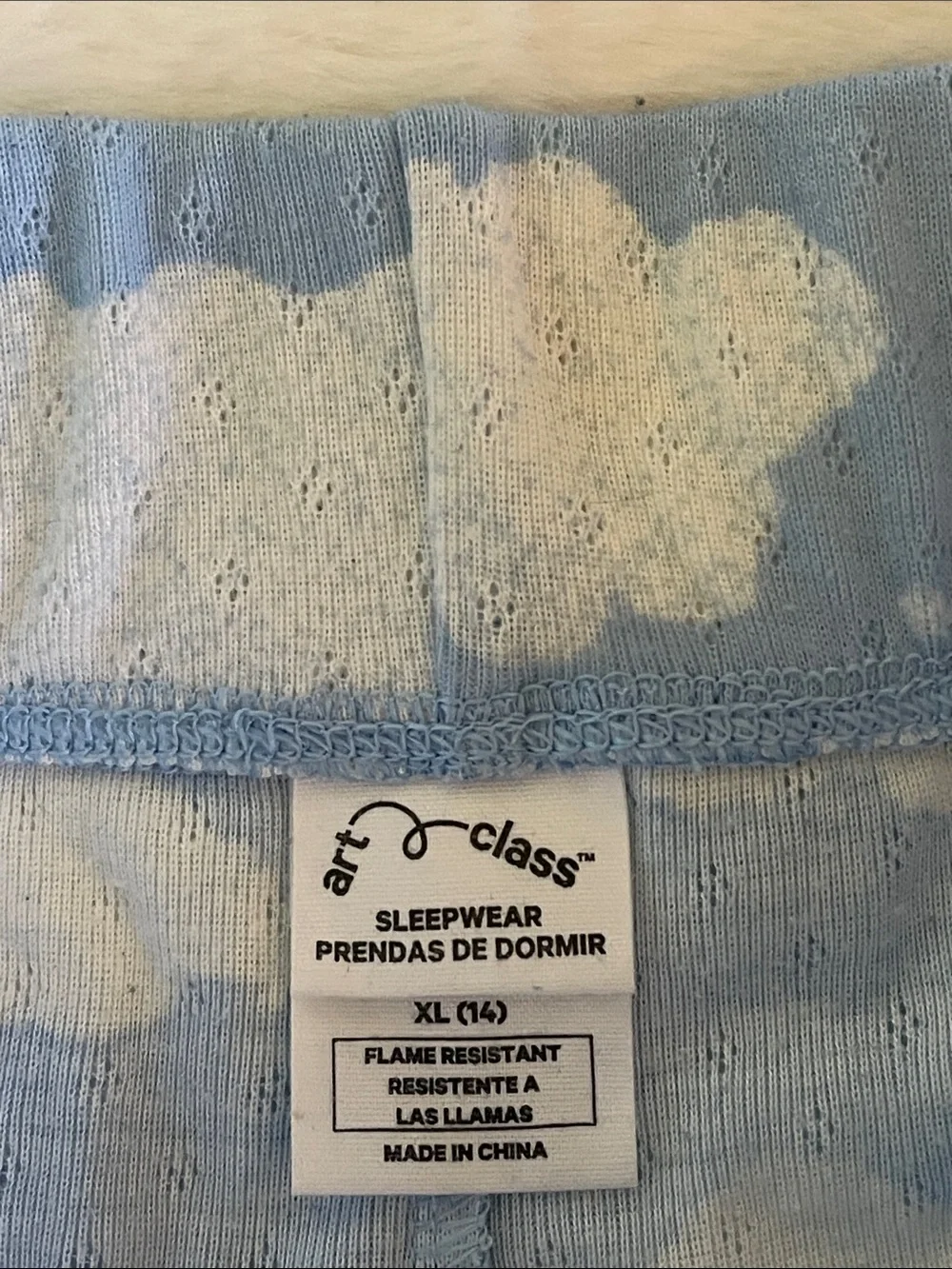 Art Class Kids Blue Cloud Print Ruffle  Pajamas Set SZ XL  14